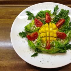 Wortelen - pasta met groene bonen en mango saus