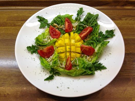 Wortelen - pasta met groene bonen en mango saus